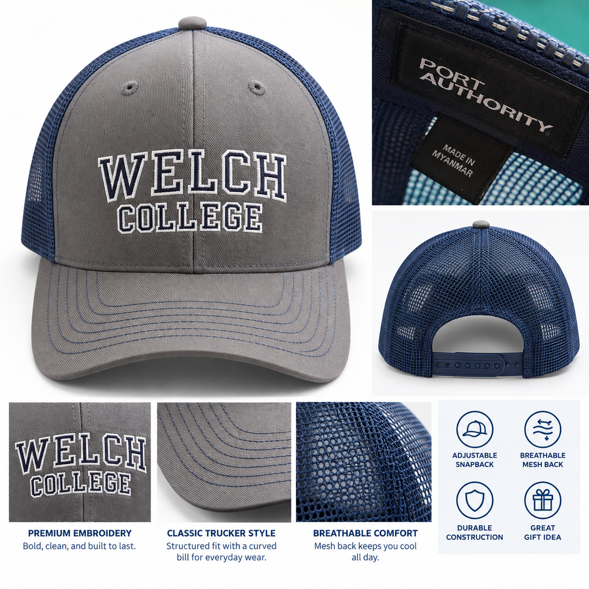 Trucker Hat with Welch College Arch